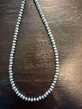 Navajo strung pearls 5mm. 925 sterling silver